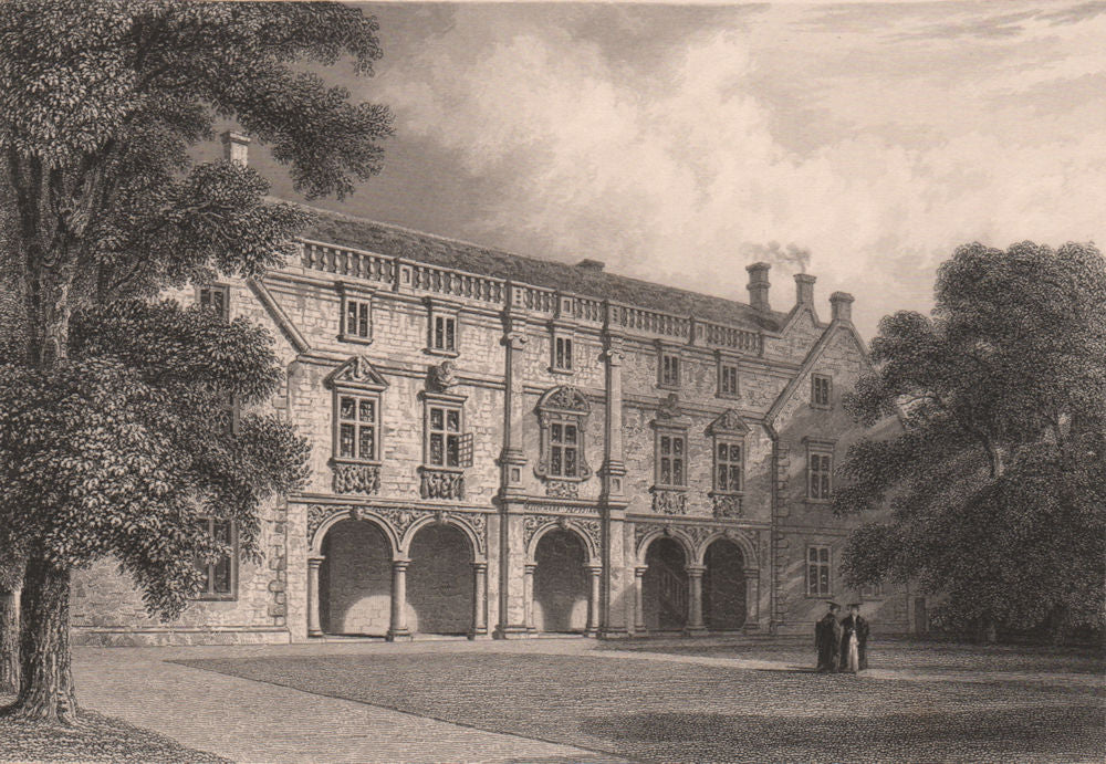 The Pepysian Library, MAGDALEN COLLEGE, Cambridge. LE KEUX 1841 old print
